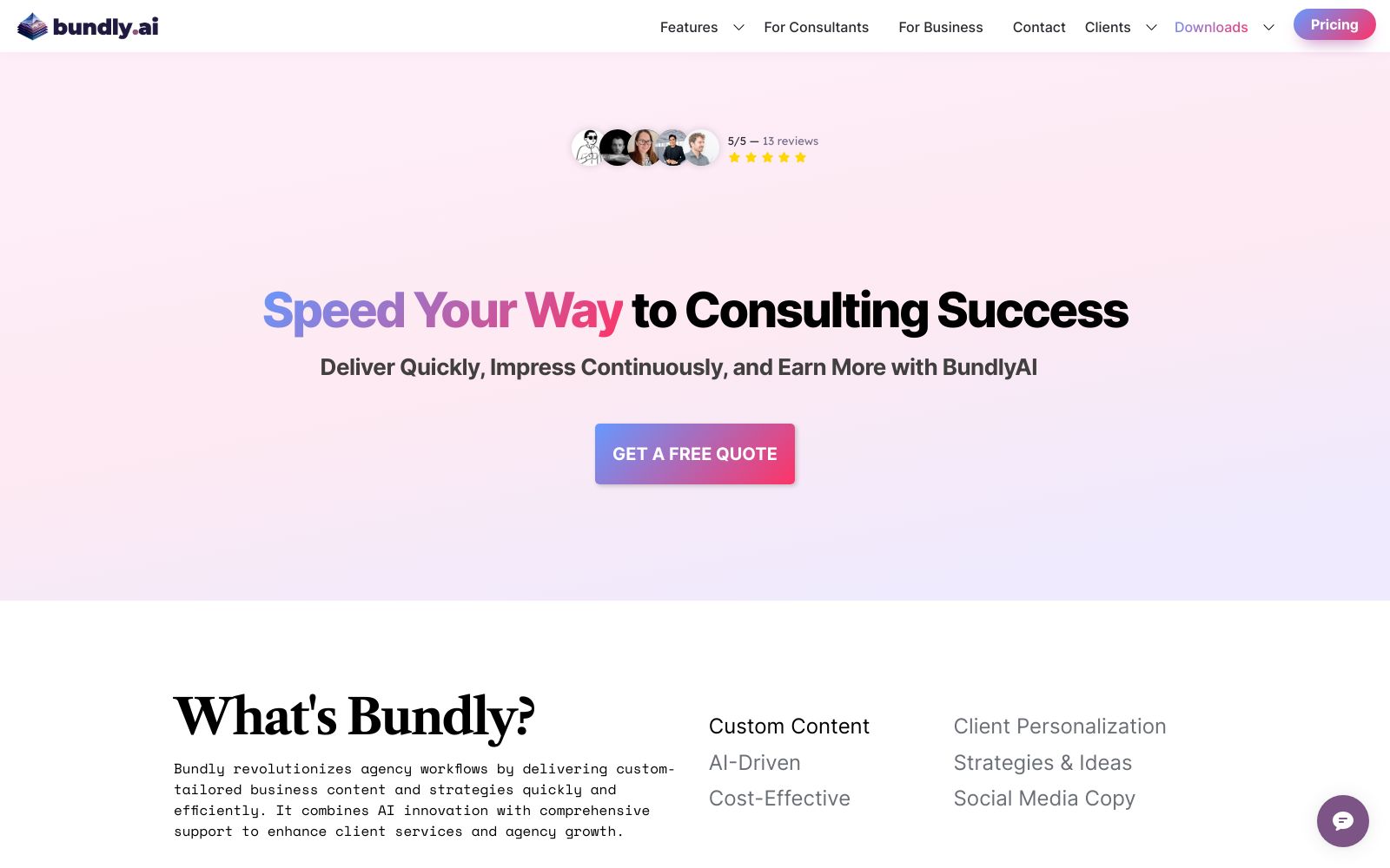 Screenshot of bundly.ai at 5/1/2024