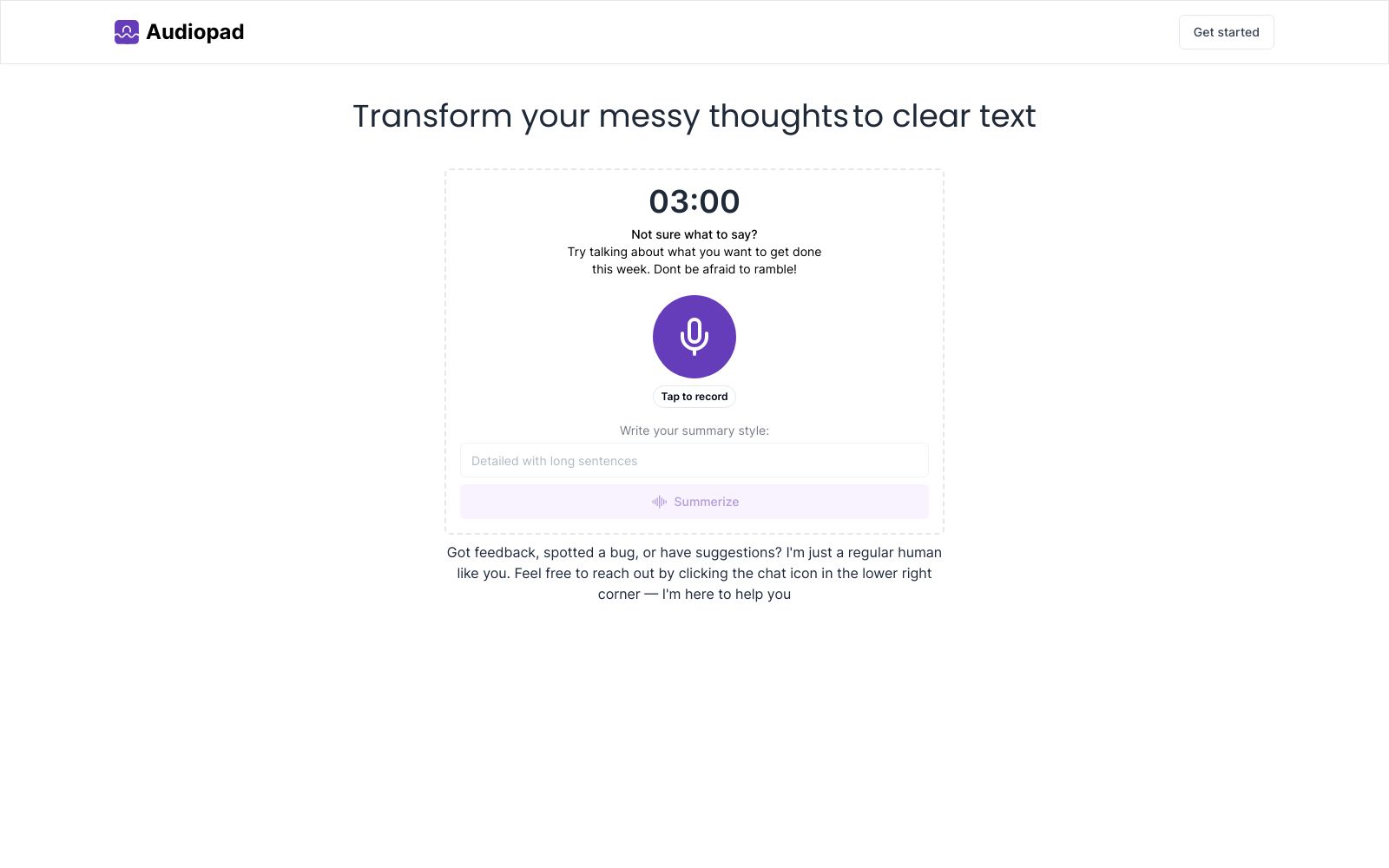 Screenshot of audiopad.co at 5/7/2024