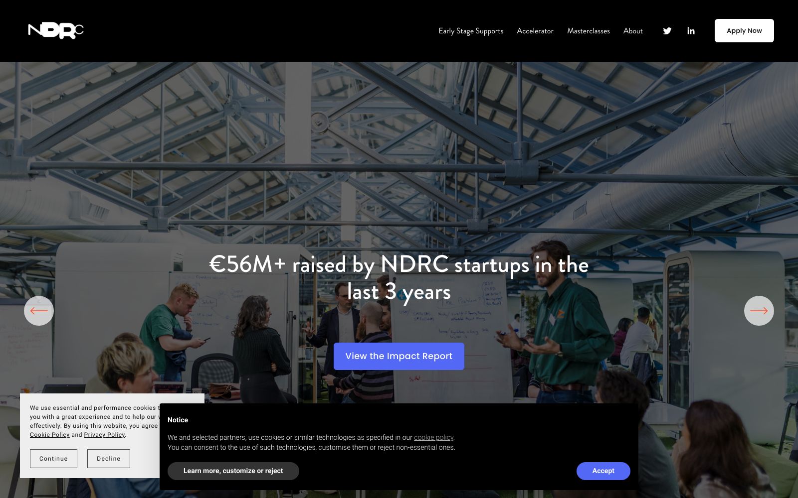 Screenshot of ndrc.ie at 5/15/2024