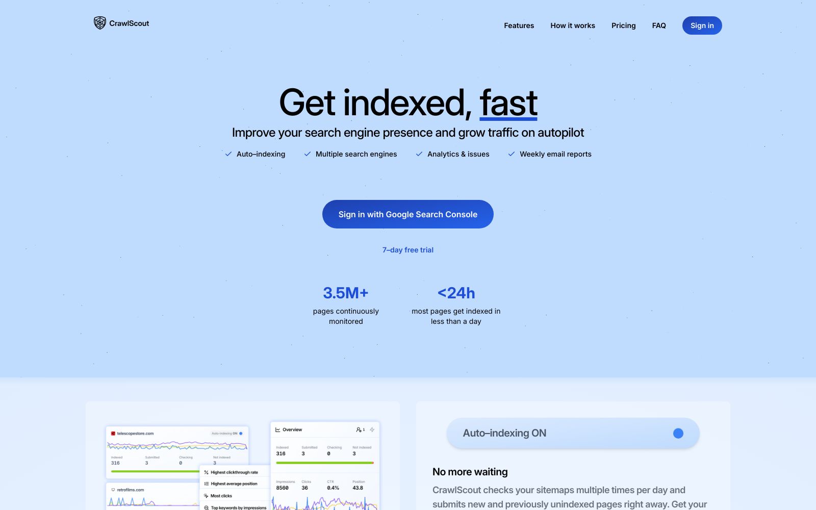 Screenshot of crawlscout.com at 6/26/2024