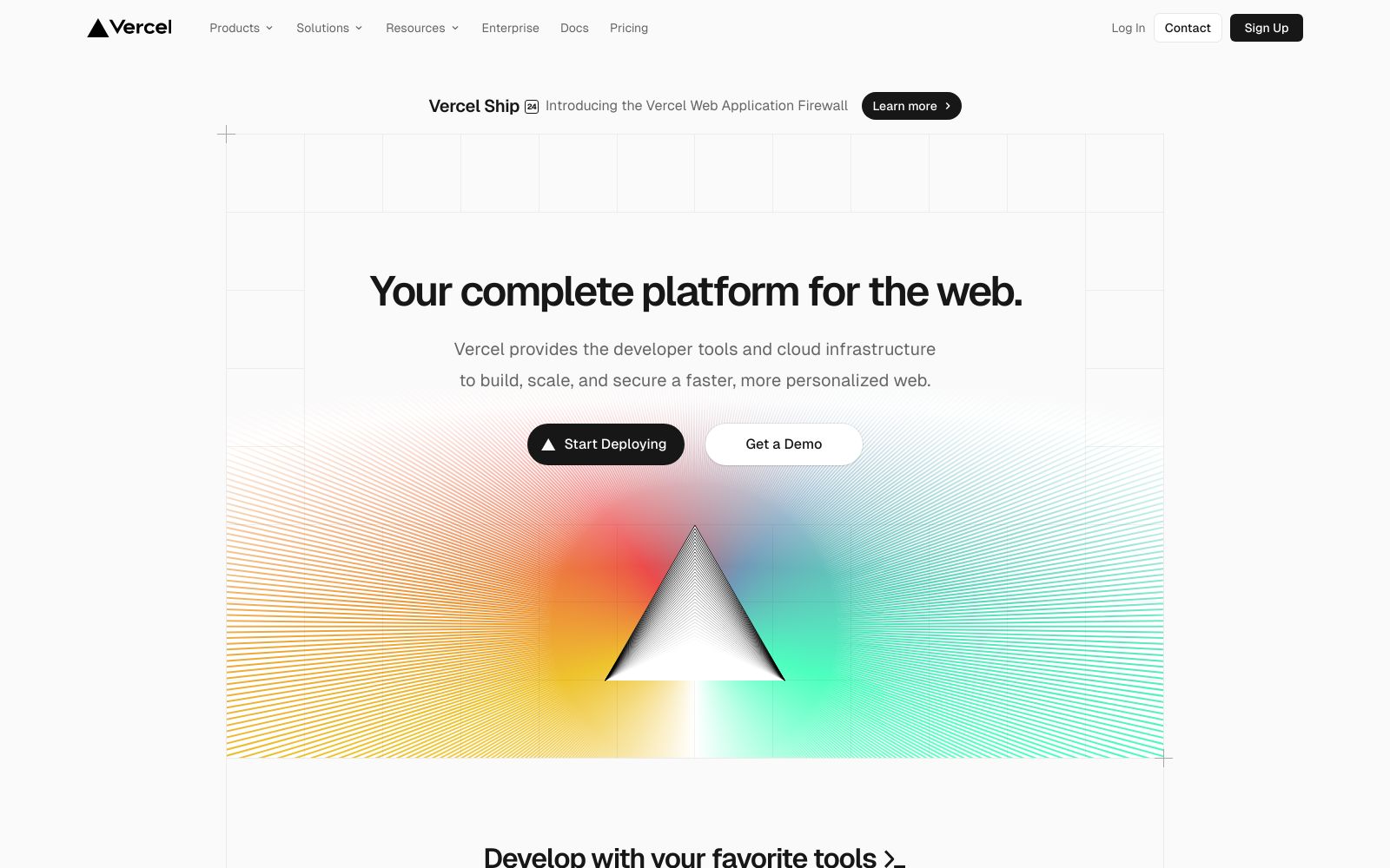 Screenshot of vercel.com at 6/29/2024