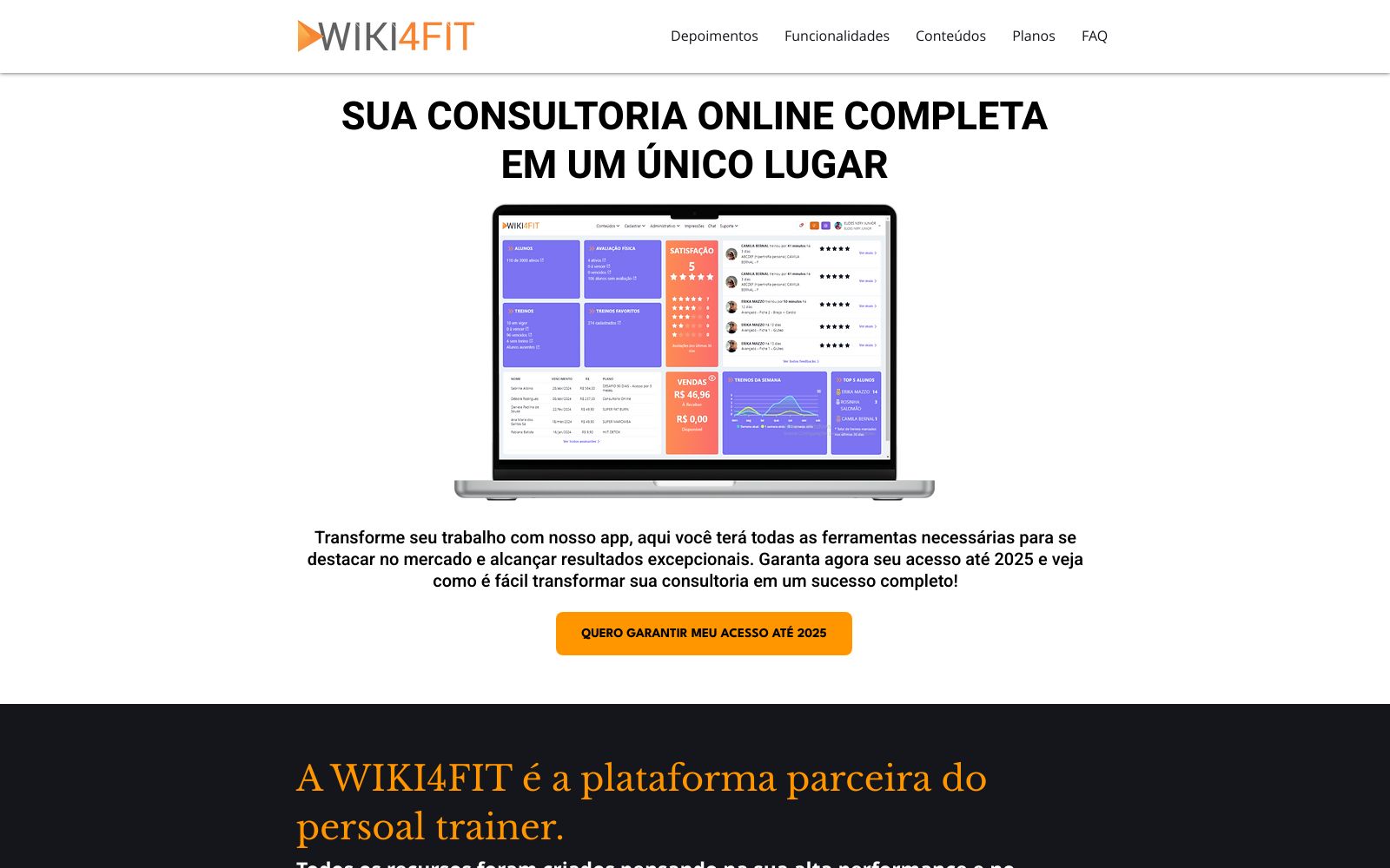 Screenshot of sejapro.wiki4fit.com.br at 7/2/2024