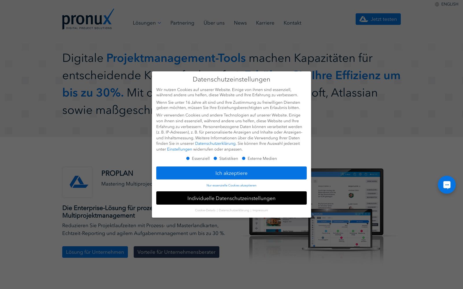 Screenshot of pronux.de at 7/15/2024