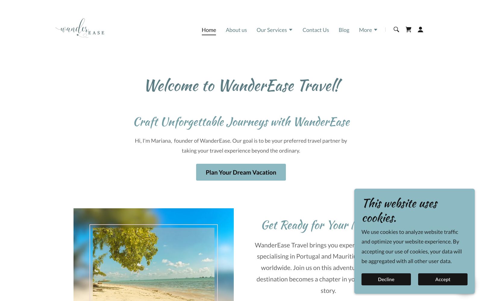 Screenshot of www.wander-ease.com at 7/26/2024