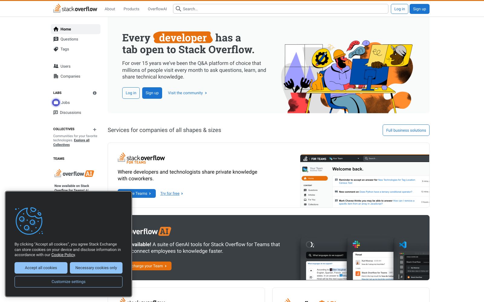 Screenshot of stackoverflow.com at 8/20/2024