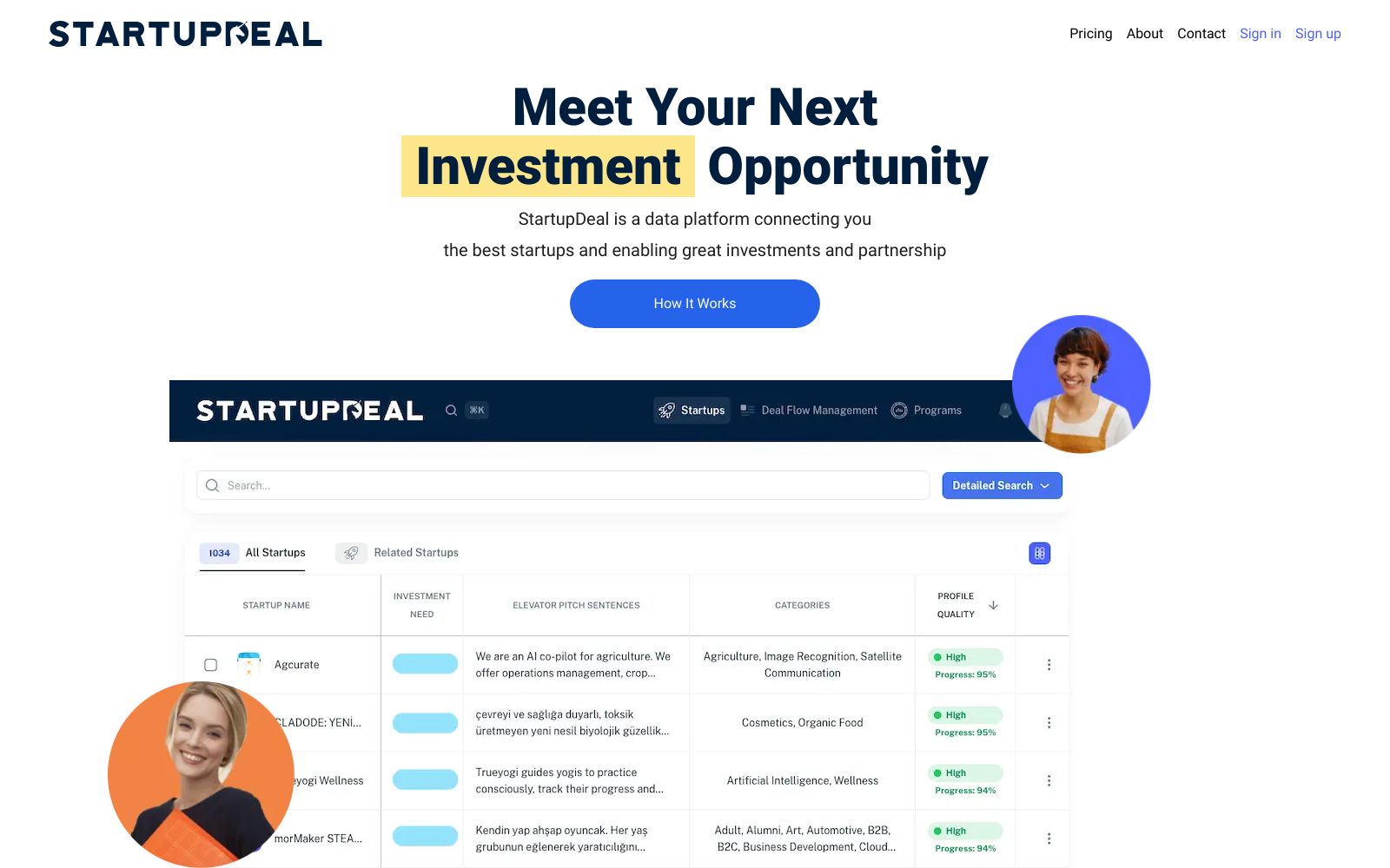 Screenshot of startupdeal.co at 8/20/2024