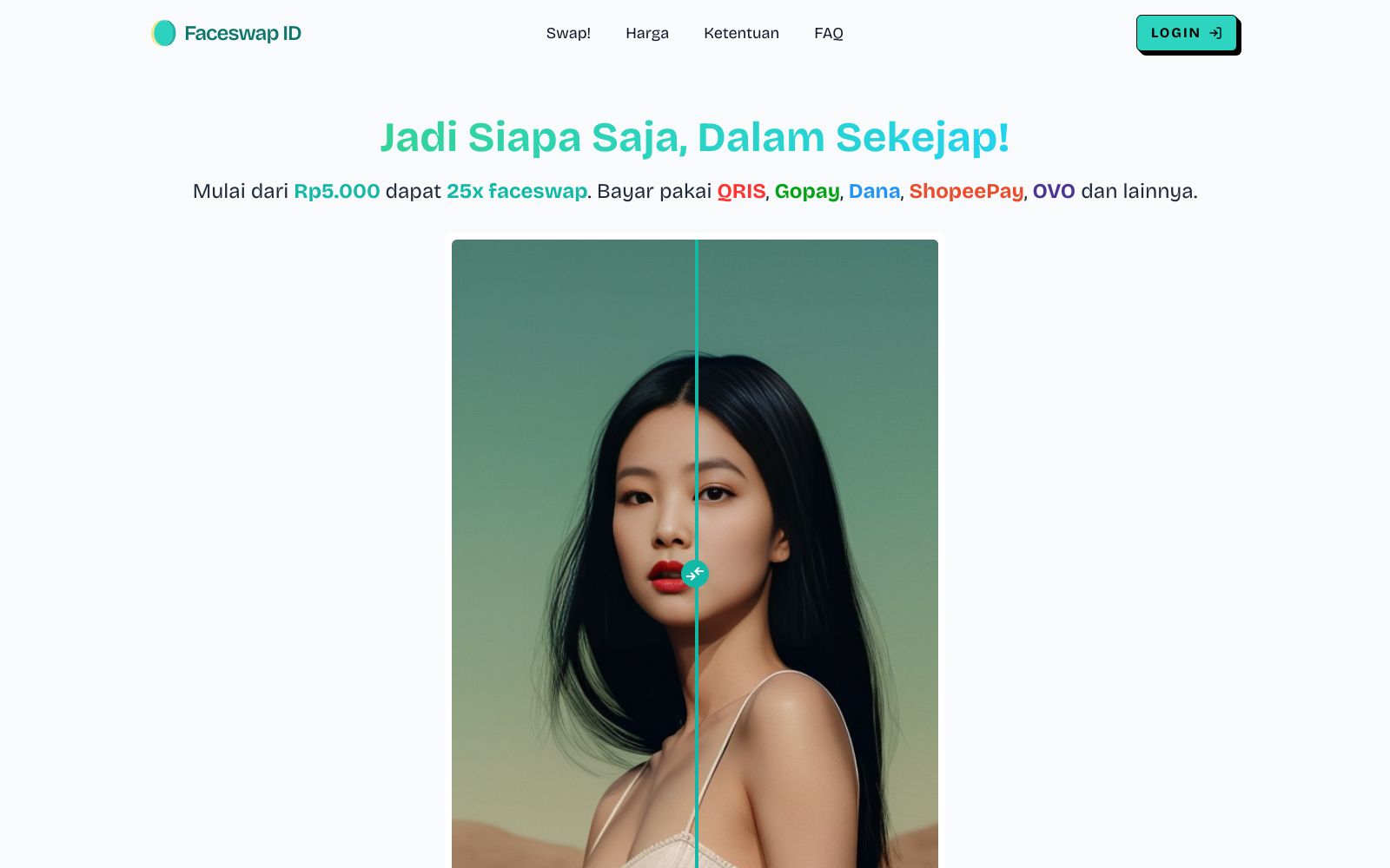 Screenshot of faceswap.id at 8/20/2024