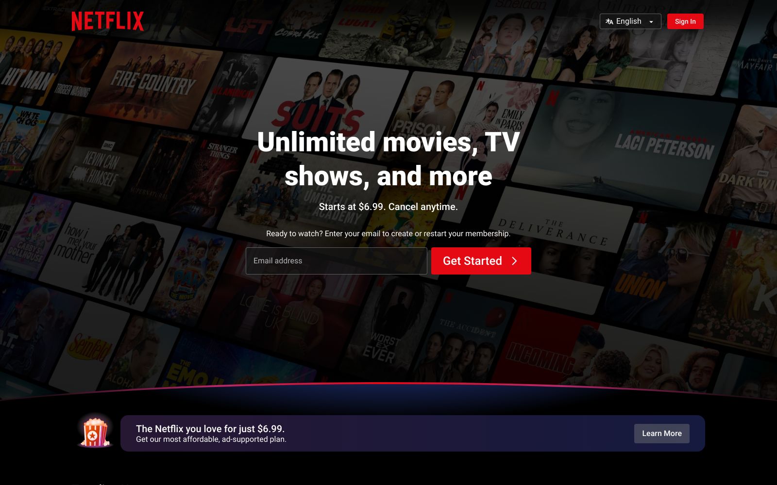 Screenshot of netflix.com at 9/5/2024