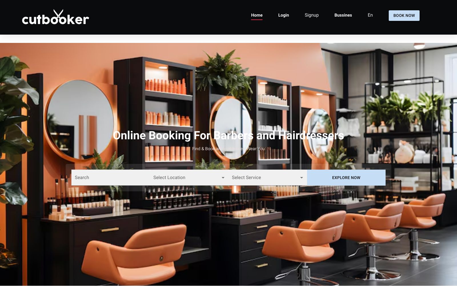 Screenshot of cutbooker-frontend.web.app at 9/9/2024