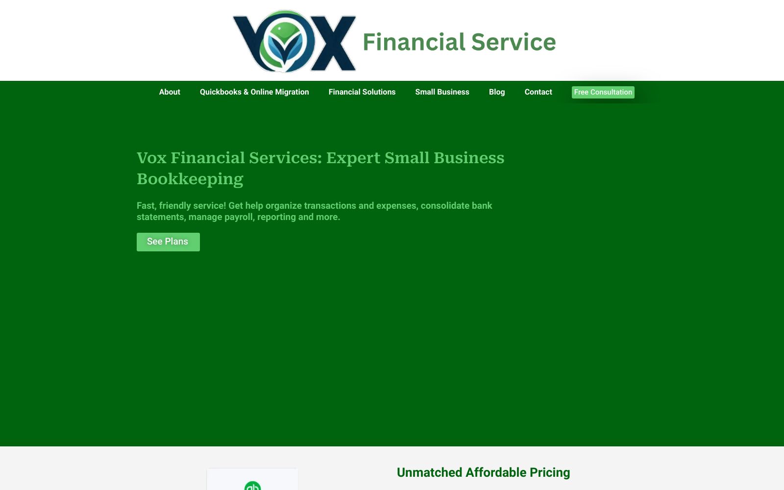 Screenshot of voxfinancialservices.net at 9/13/2024