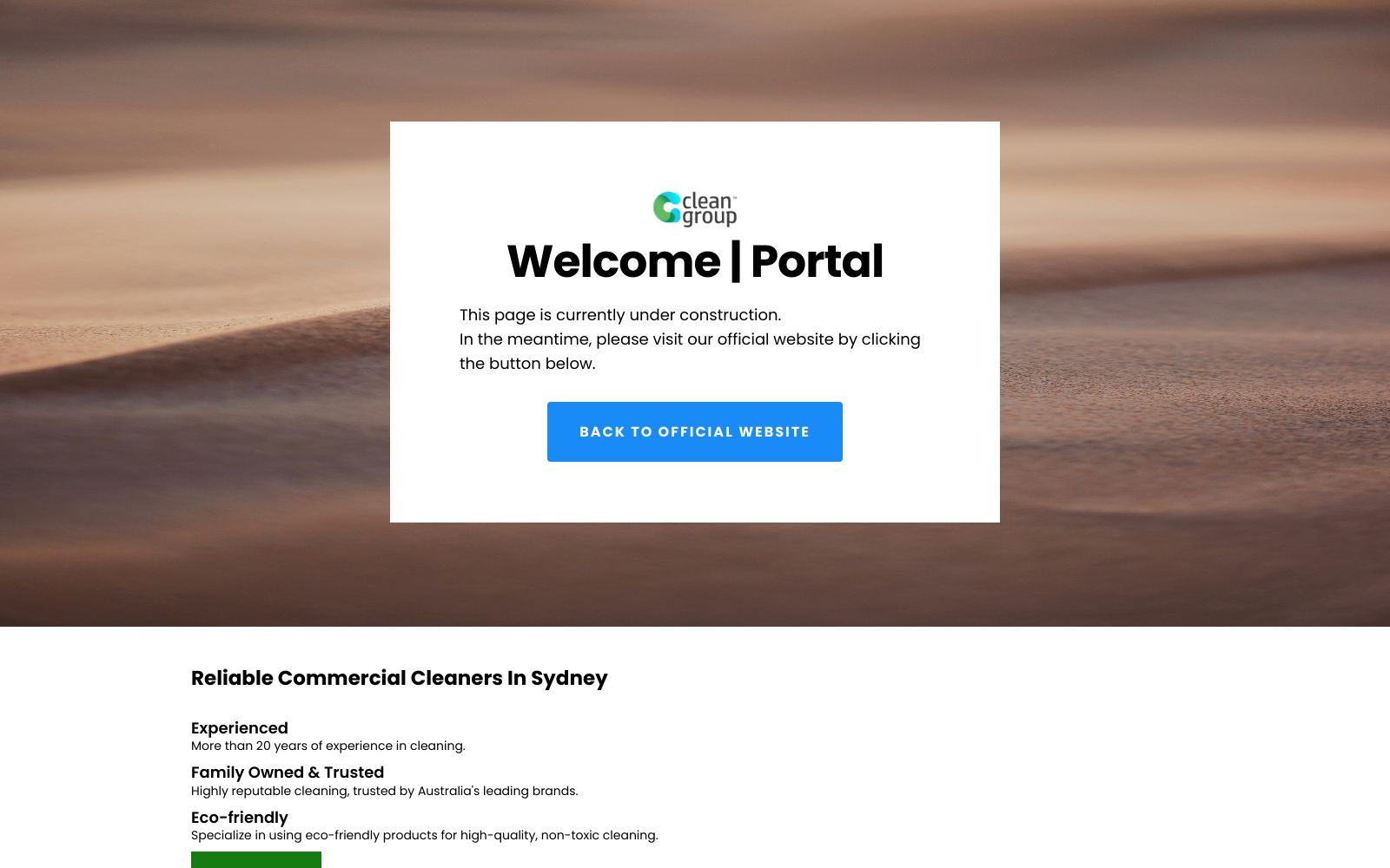 Screenshot of portal.clean-group.com.au at 10/11/2024