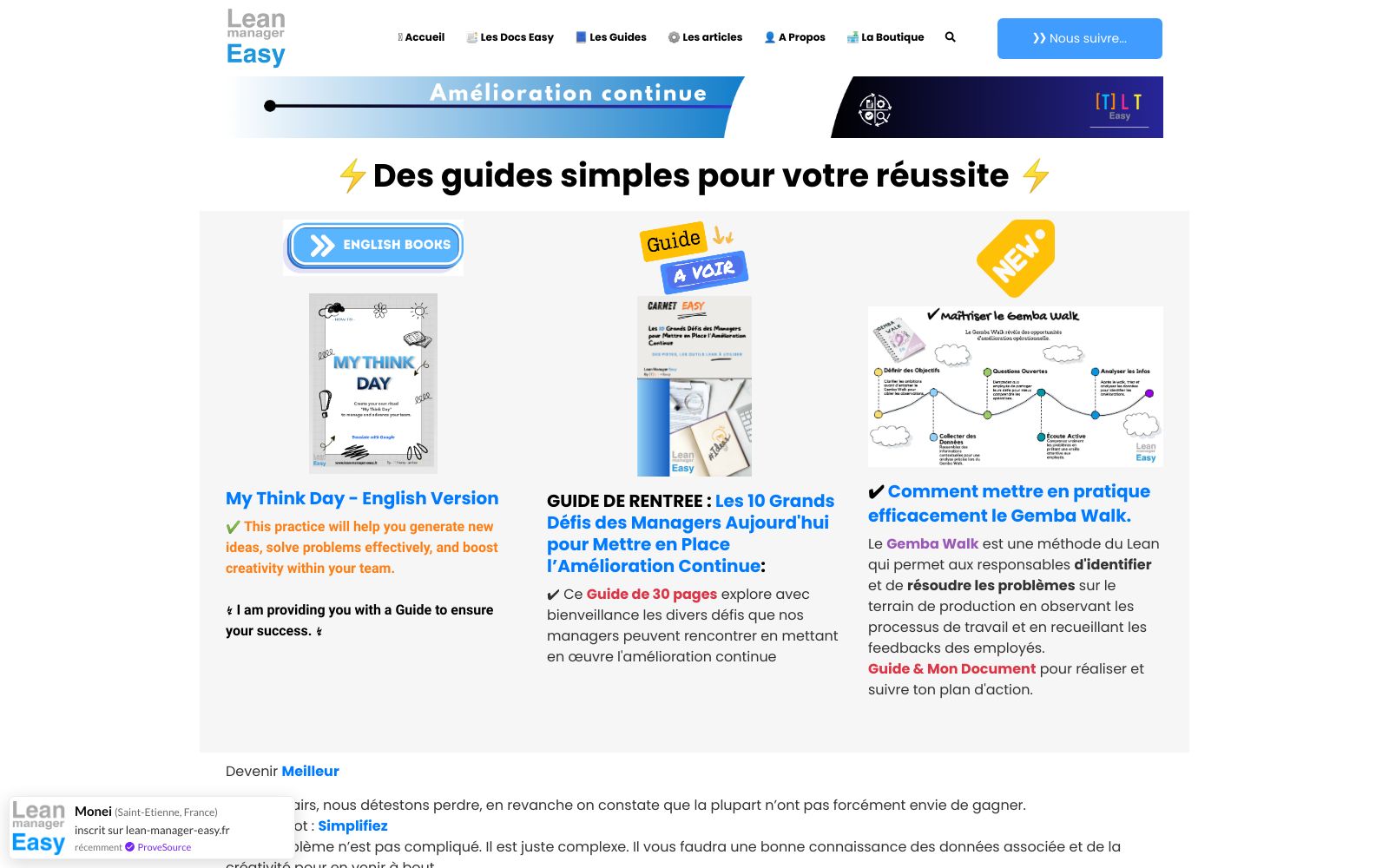 Screenshot of www.lean-manager-easy.fr at 11/19/2024