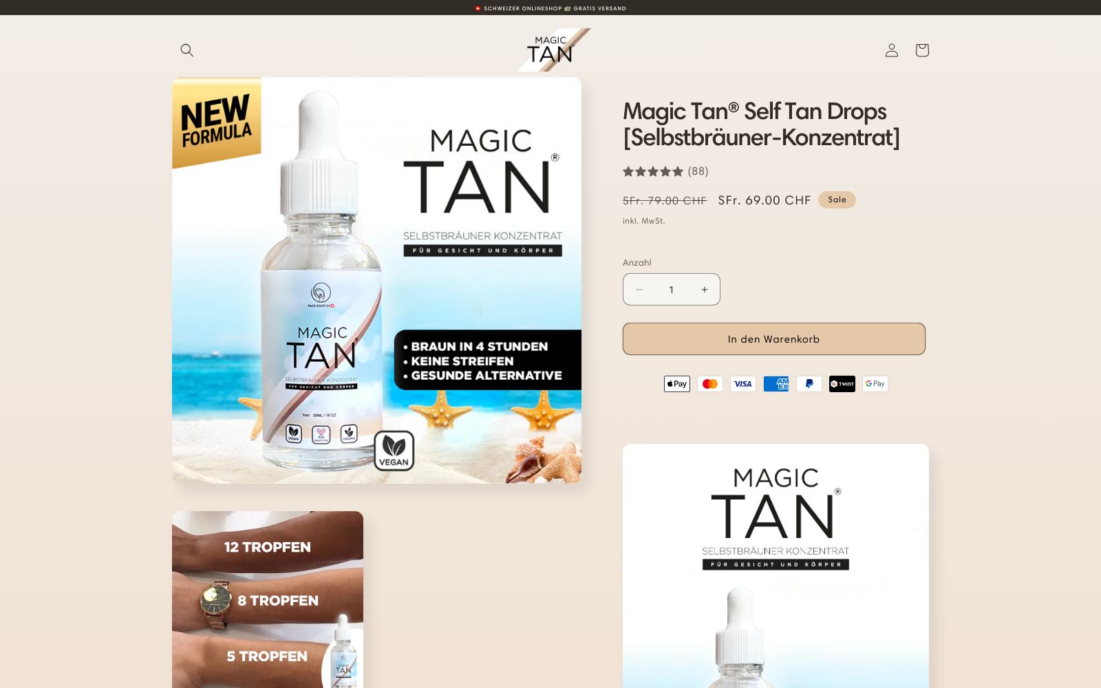 Screenshot of magictan.shop at 12/4/2024