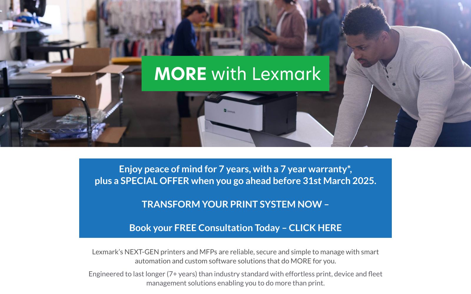 Screenshot of more-with-lexmark.qpcgroup.com.au at 12/6/2024