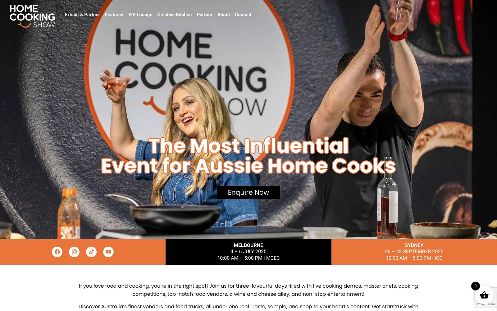 Screenshot of homecookingshow.com.au at 12/6/2024