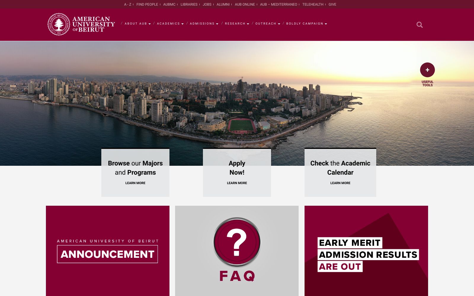 Screenshot of www.aub.edu.lb at 12/11/2024