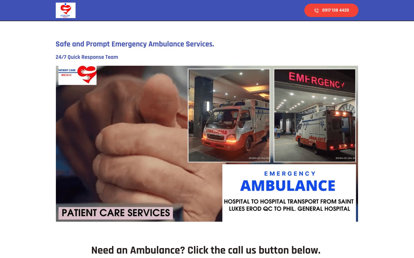 Screenshot of patientcareambulanceservices.site at 12/18/2024