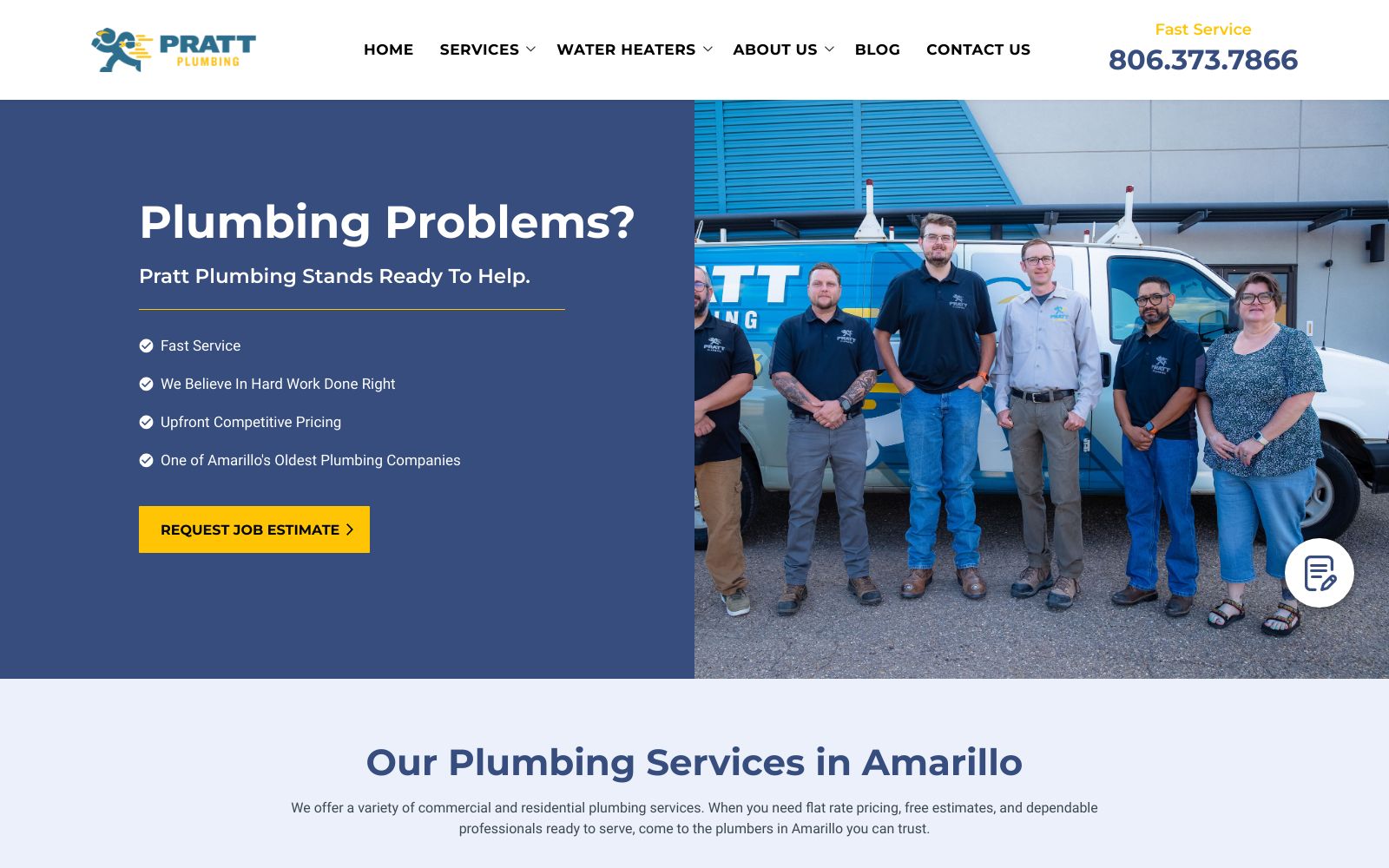 Screenshot of prattplumbing.net at 12/18/2024