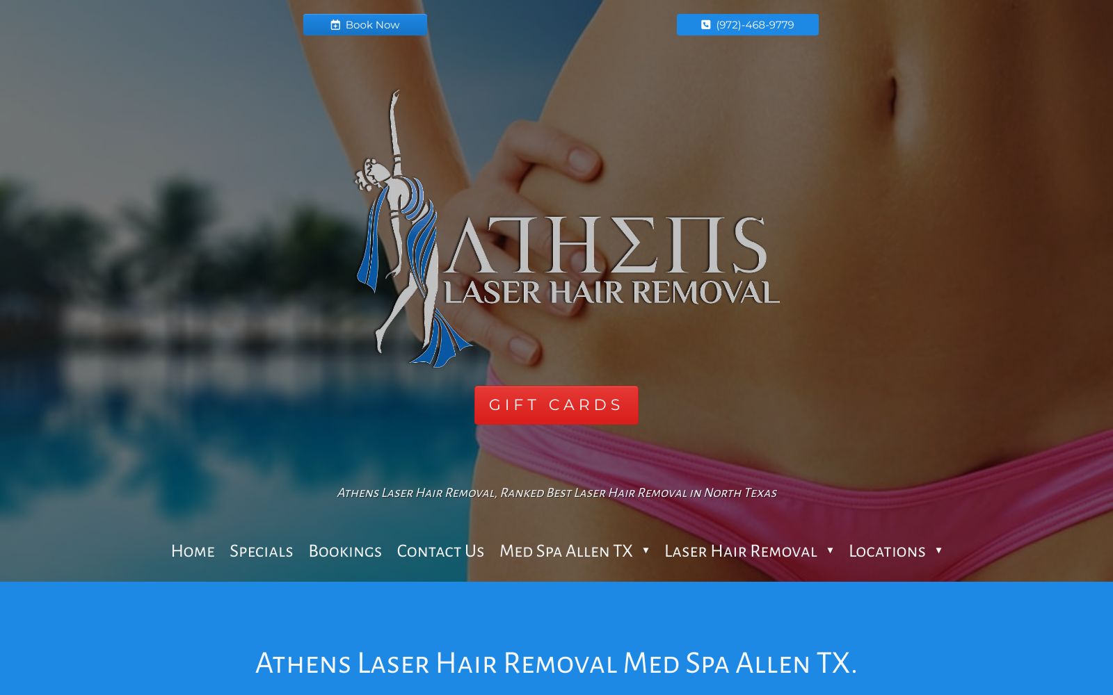 Screenshot of athenslaserhair.com at 12/19/2024