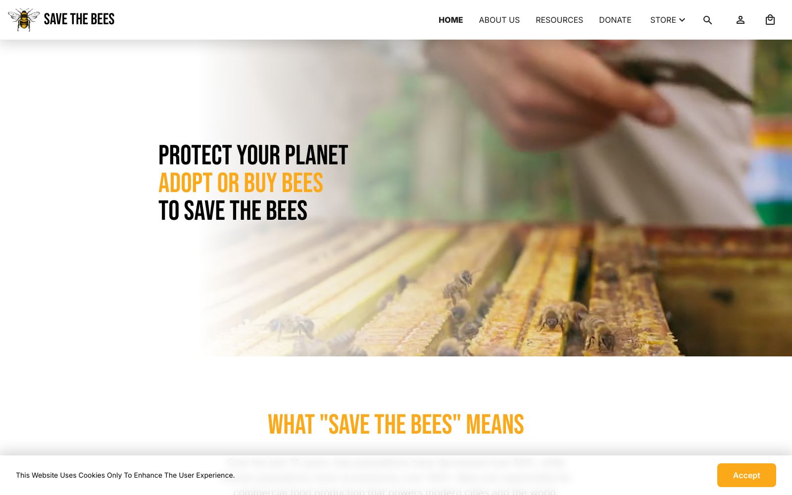 Screenshot of www.savethebees.com at 12/19/2024