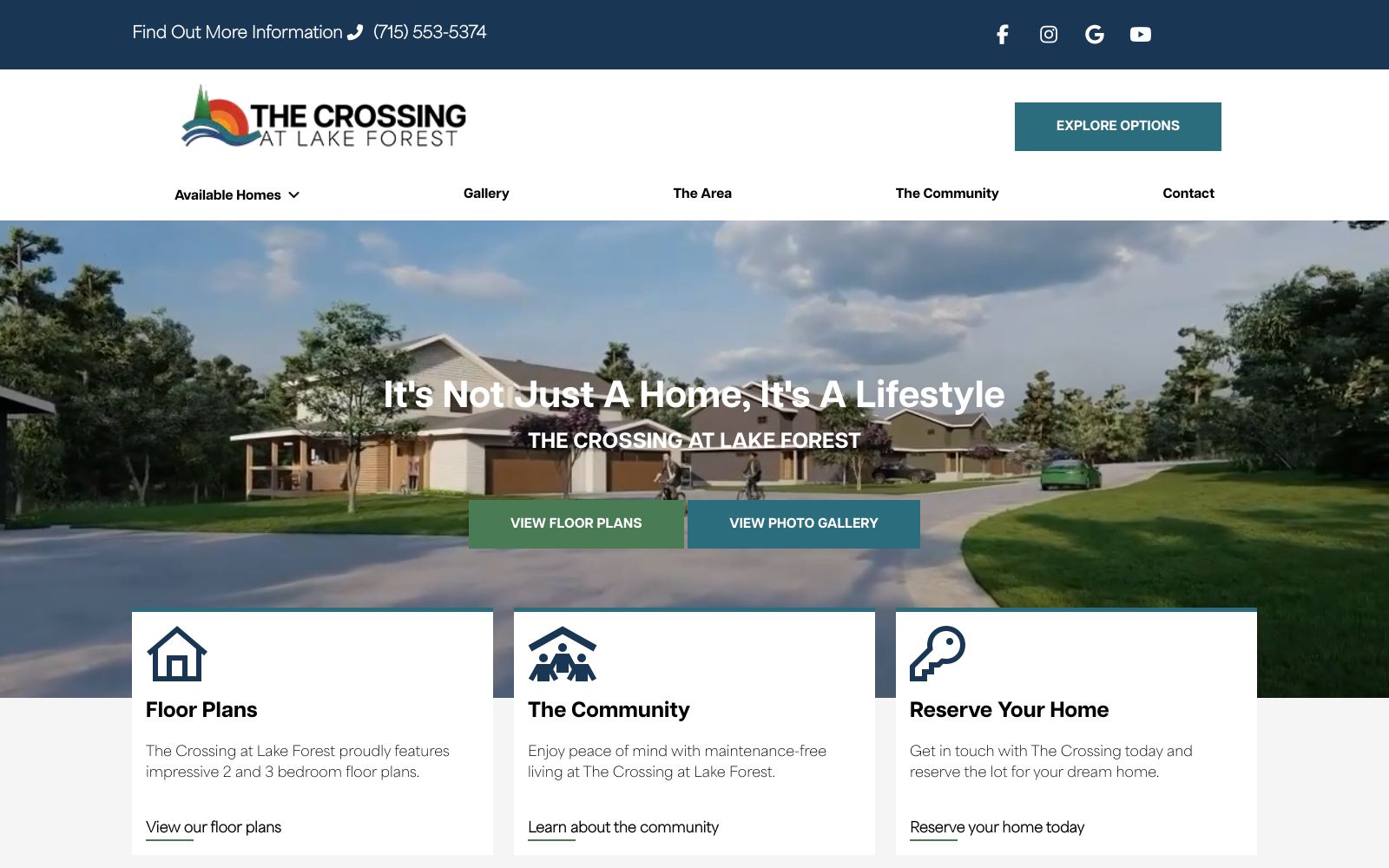 Screenshot of www.thecrossingatlakeforest.com at 1/15/2025