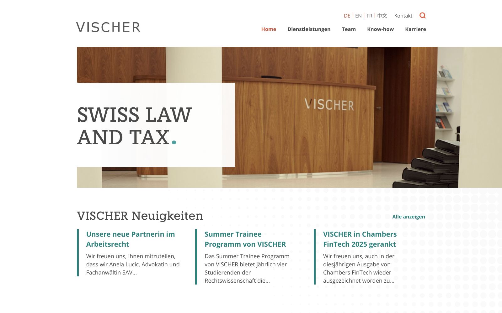 Screenshot of www.vischer.com at 1/24/2025