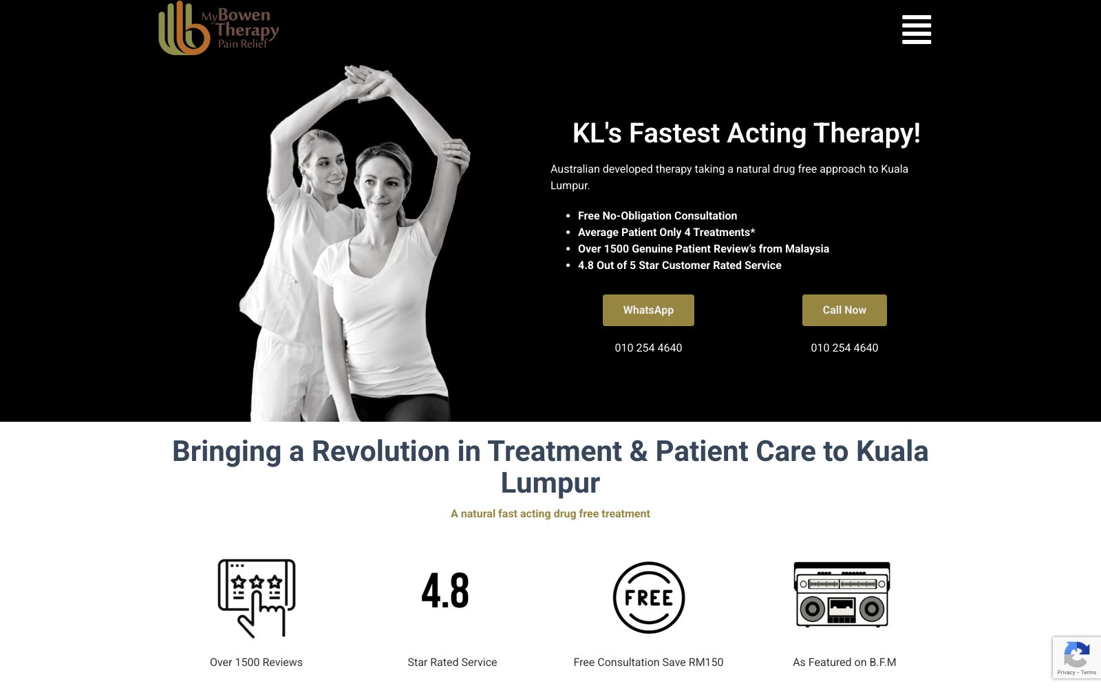 Screenshot of mybowentherapy.com at 2/5/2025