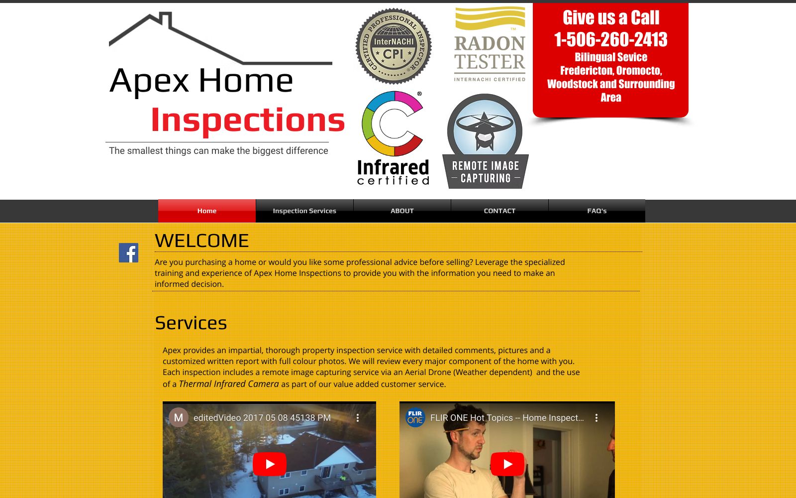 Screenshot of www.apexhomeinspections.ca at 2/6/2025