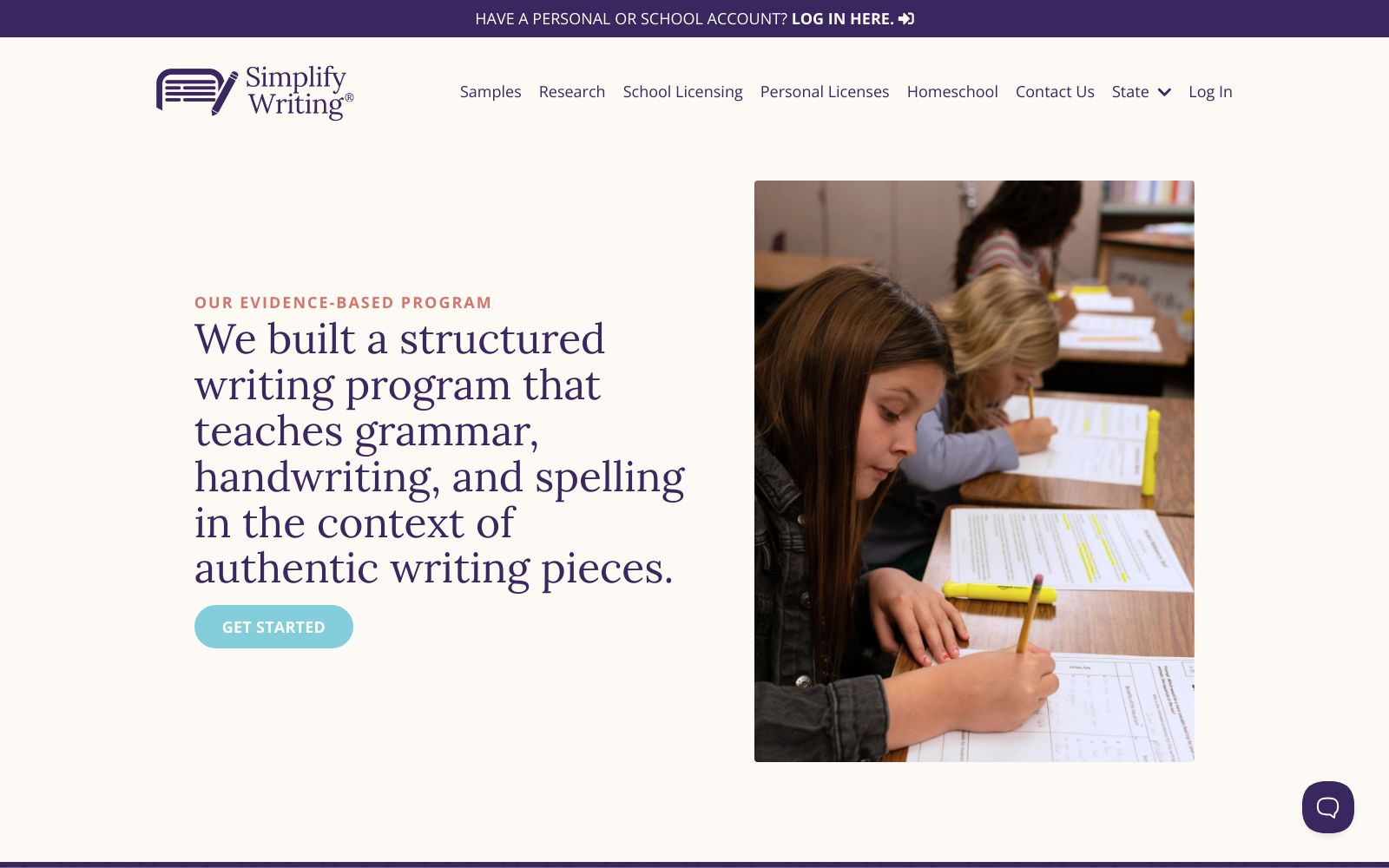 Screenshot of www.simplifywriting.com at 2/18/2025