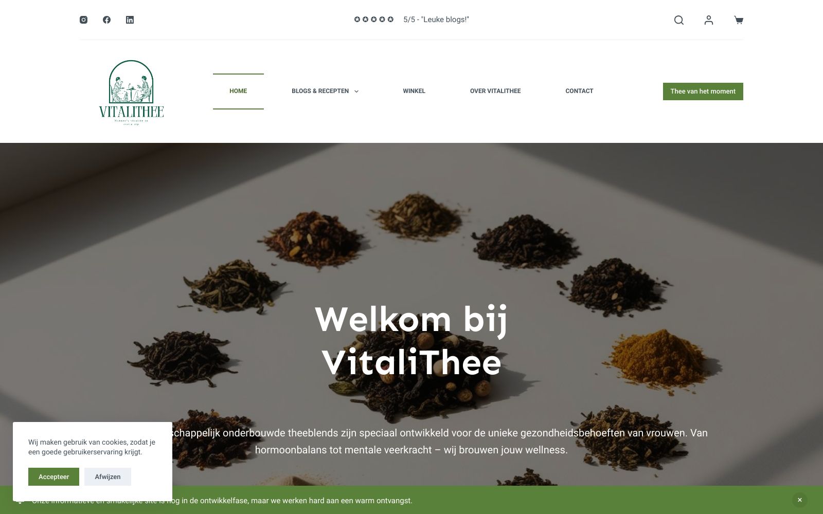 Screenshot of www.vitalithee.nl at 2/18/2025