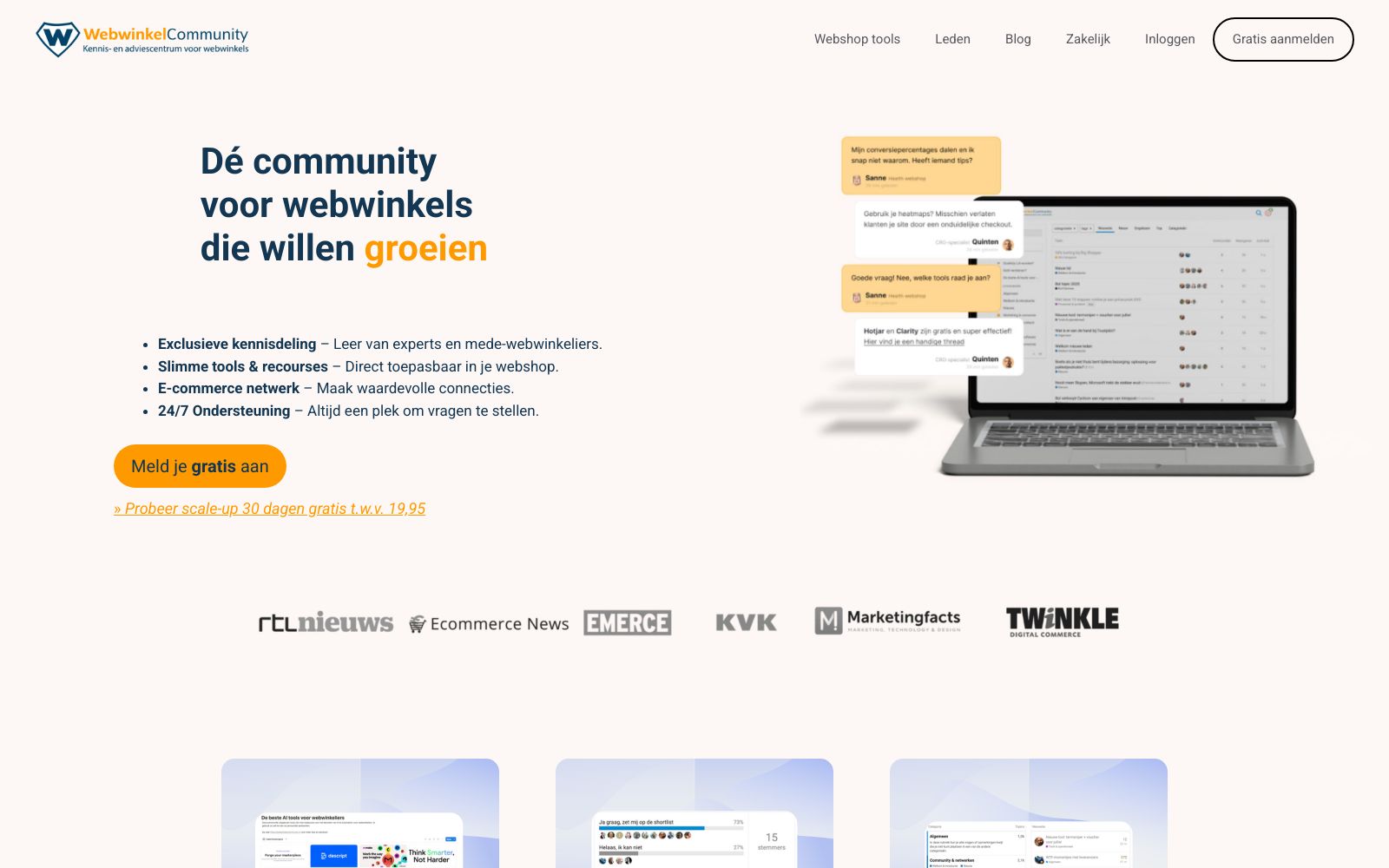 Screenshot of webwinkelcommunity.nl at 3/12/2025