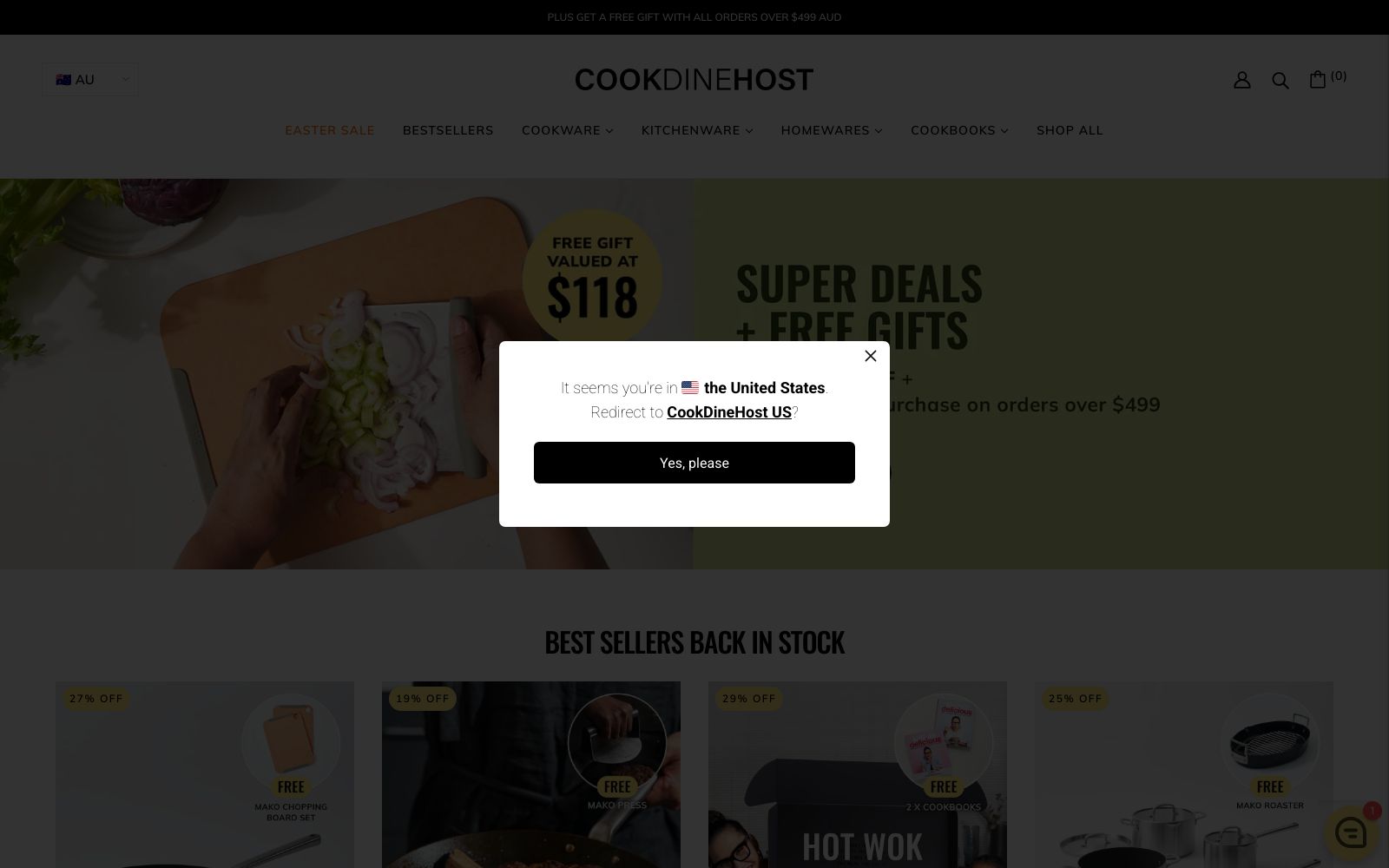 Screenshot of cookdinehost.com at 3/18/2025