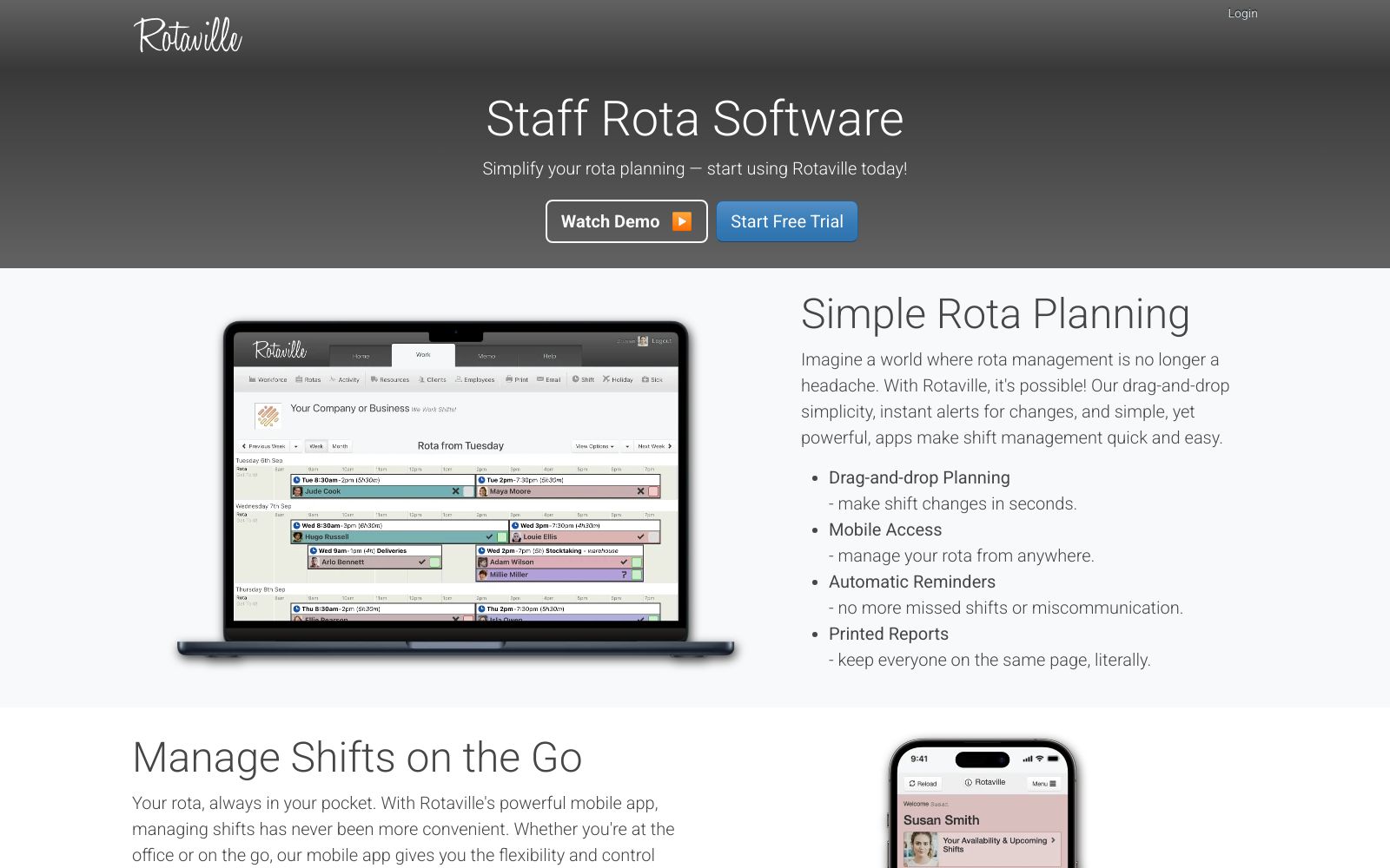 Screenshot of rotaville.com at 3/25/2025