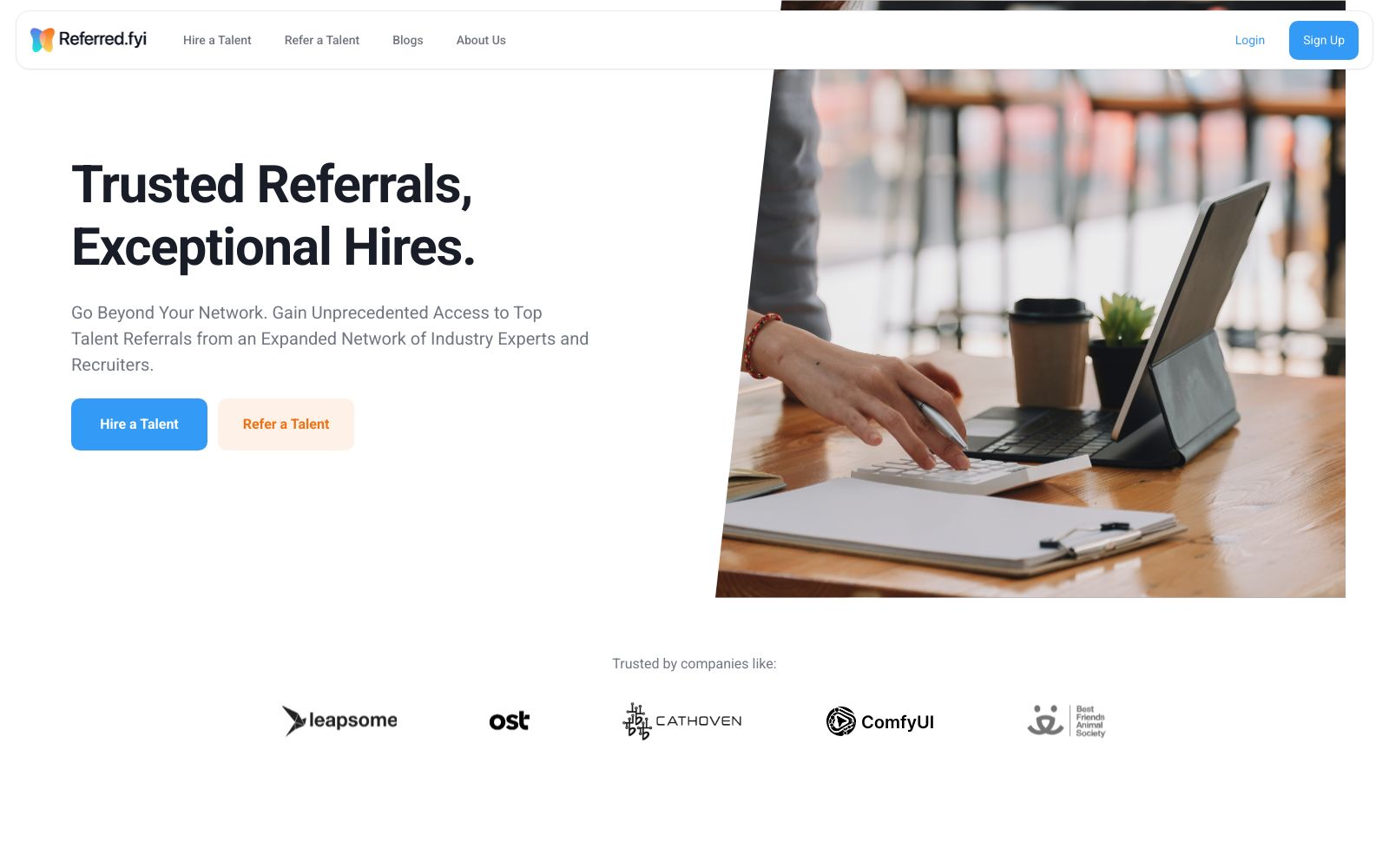 Screenshot of www.referred.fyi at 4/28/2025