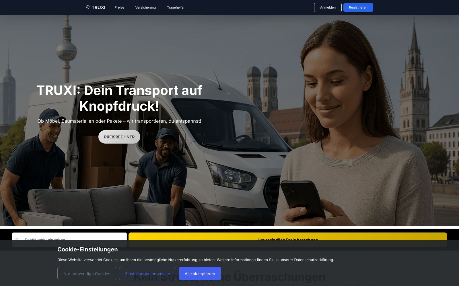 Screenshot of truxi.de at 4/28/2025