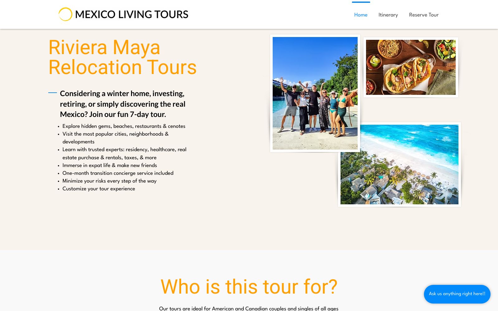 Screenshot of mexicolivingtours.com at 5/15/2025