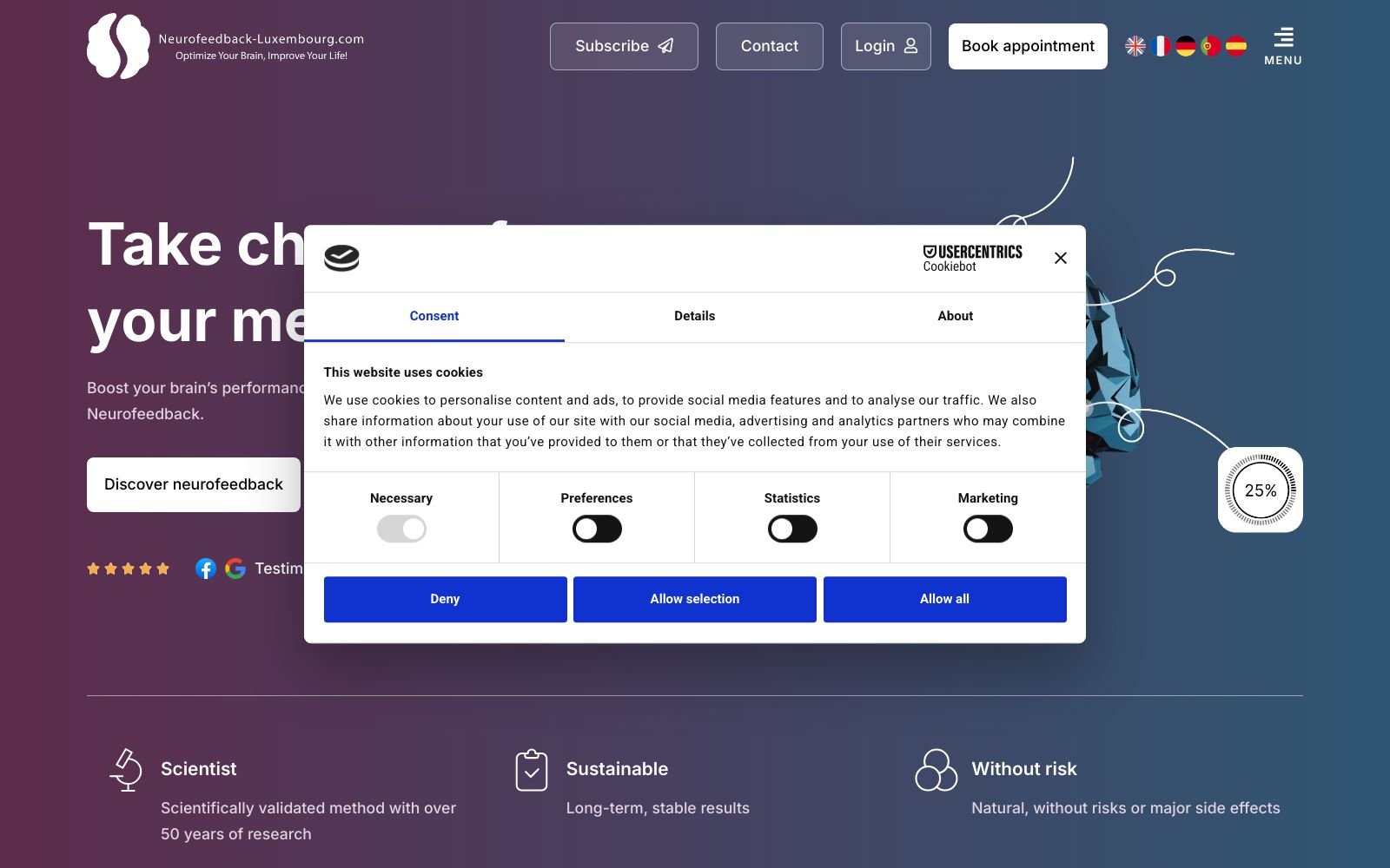 Screenshot of neurofeedback-luxembourg.com at 5/17/2025