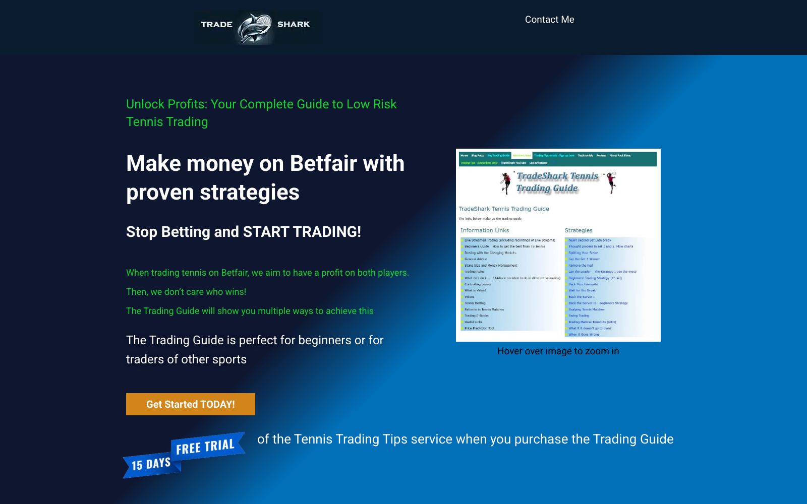 Screenshot of www.tradesharktennis.com at 6/2/2025