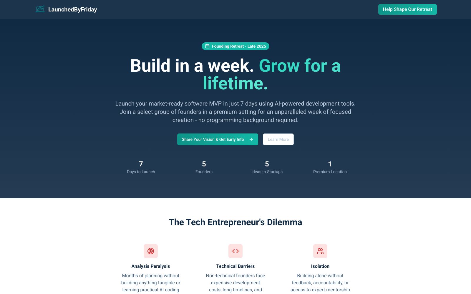 Screenshot of launchedbyfriday.com at 6/3/2025