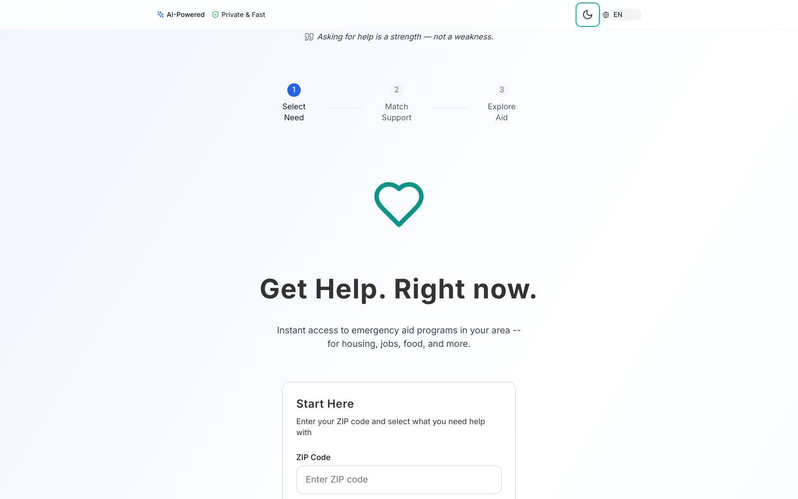 Screenshot of rightnowaid.netlify.app at 6/5/2025