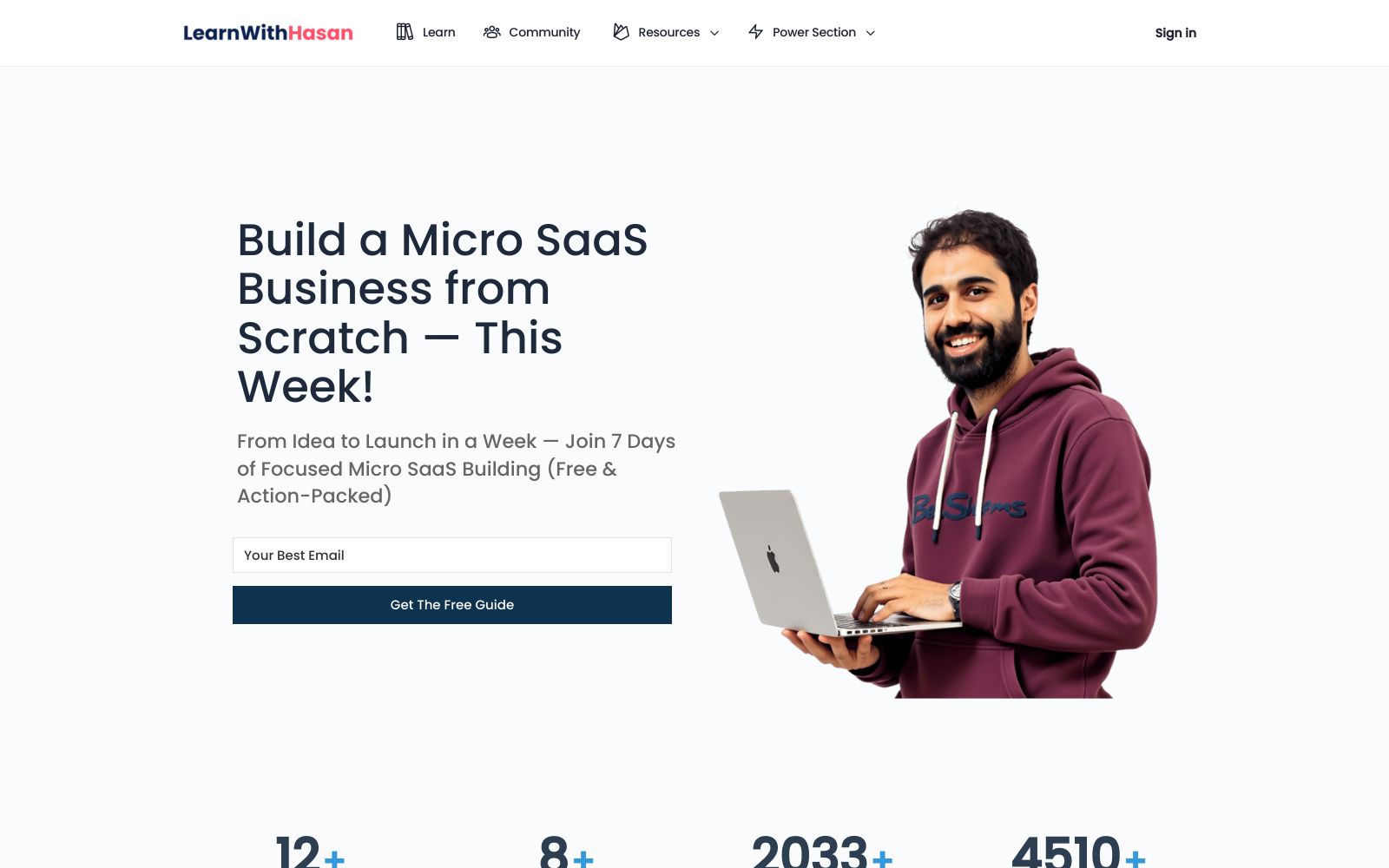 Screenshot of learnwithhasan.com at 6/20/2025