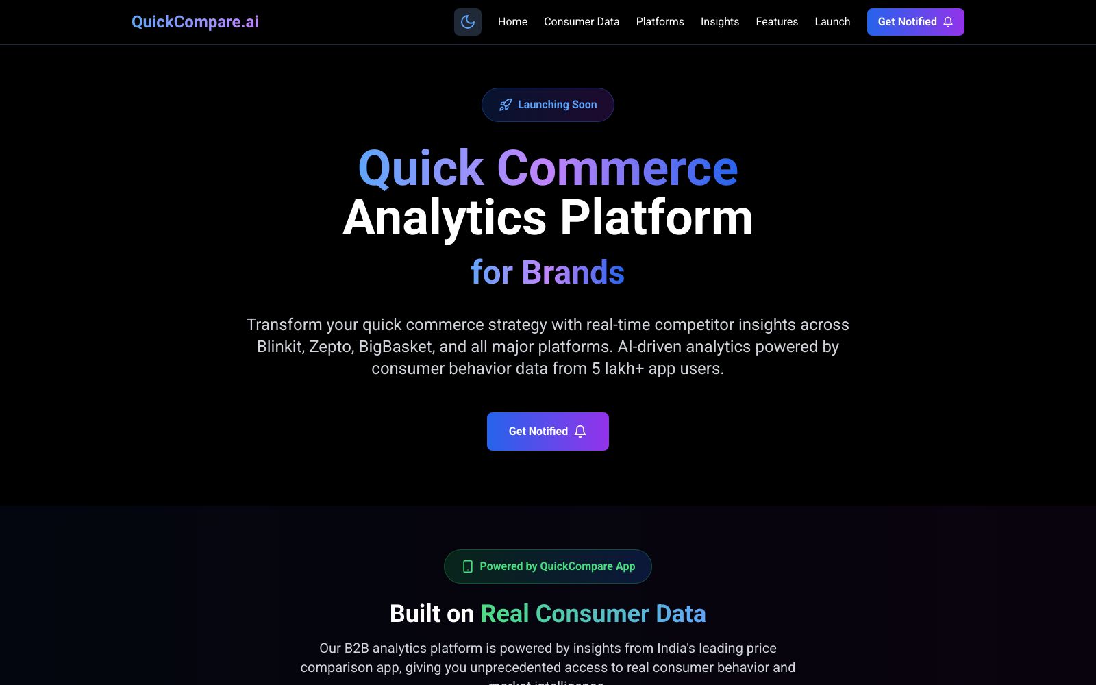 Screenshot of quickcompare.ai at 6/27/2025