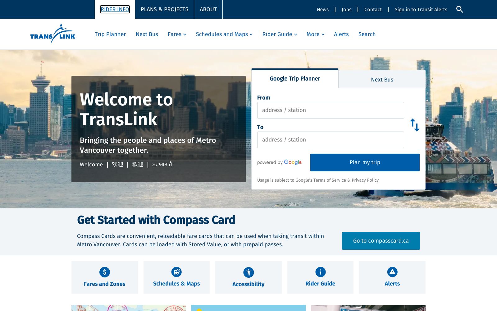 Screenshot of www.translink.ca at 6/28/2025