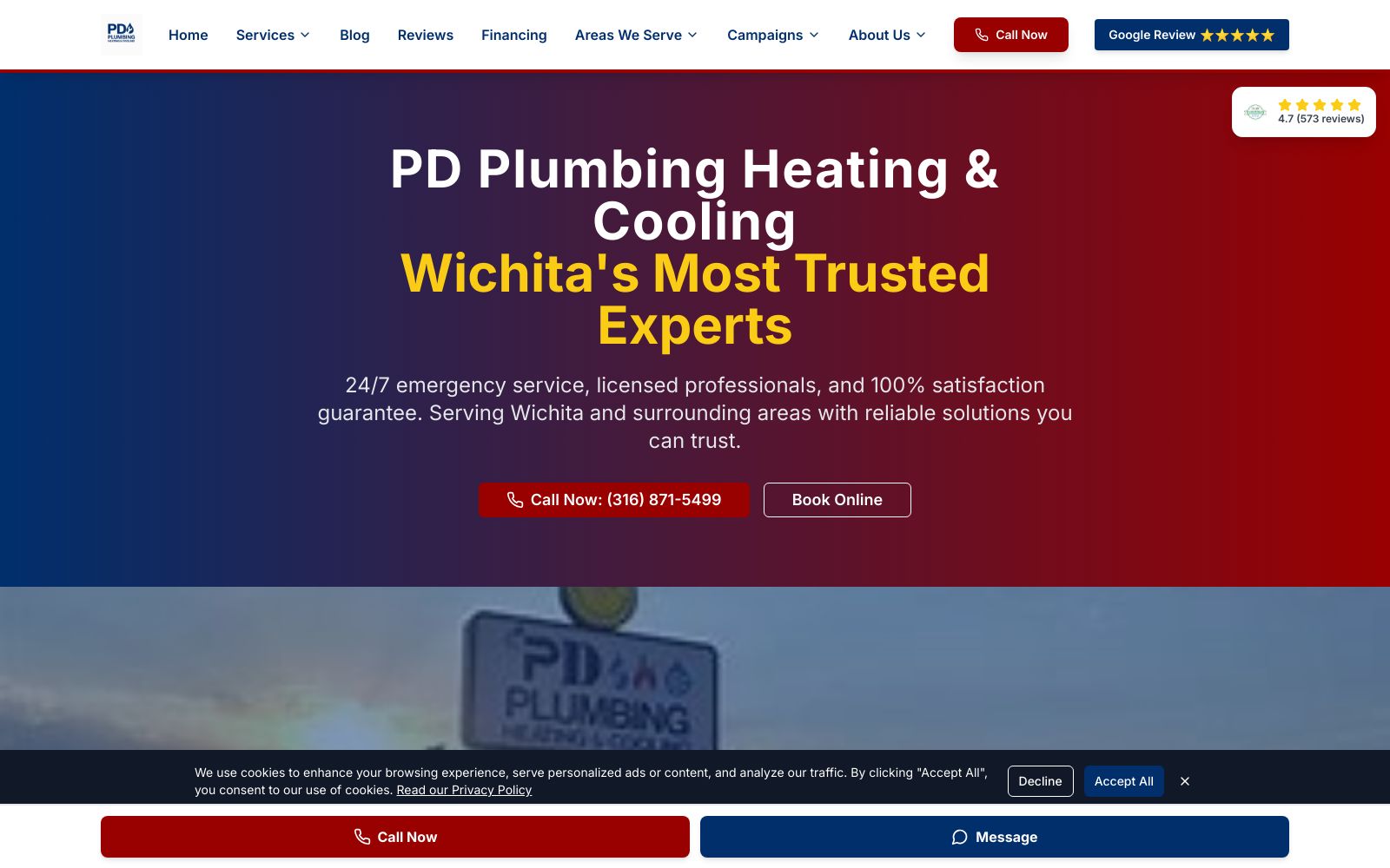Screenshot of v0-pd-plumbing-homepage.vercel.app at 6/29/2025