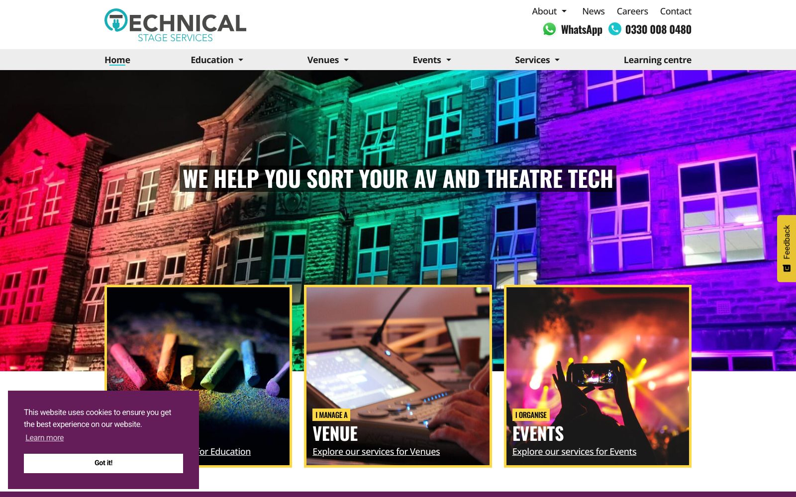 Screenshot of www.technicalstageservices.co.uk at 7/2/2025