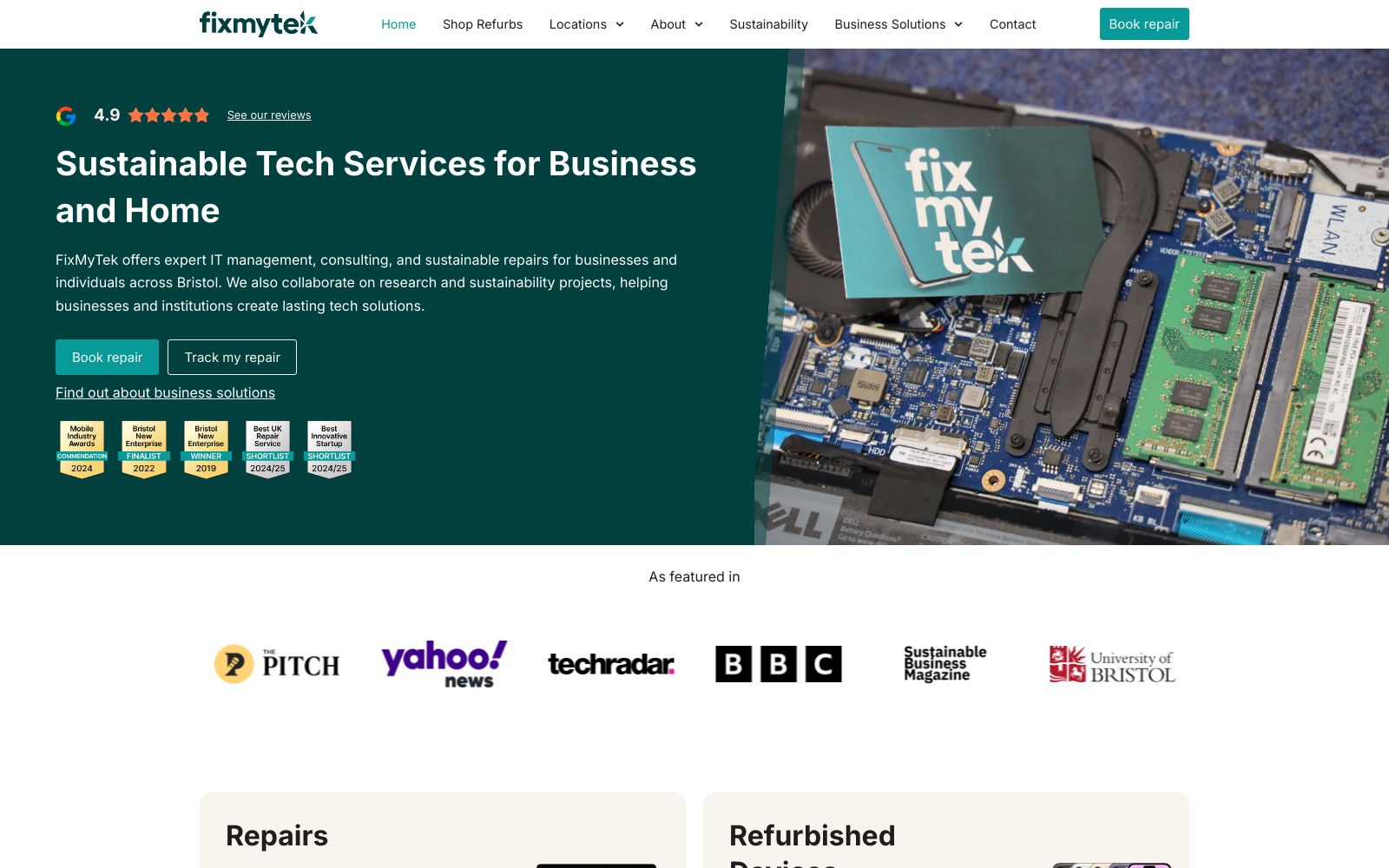 Screenshot of fixmytek.co.uk at 7/3/2025