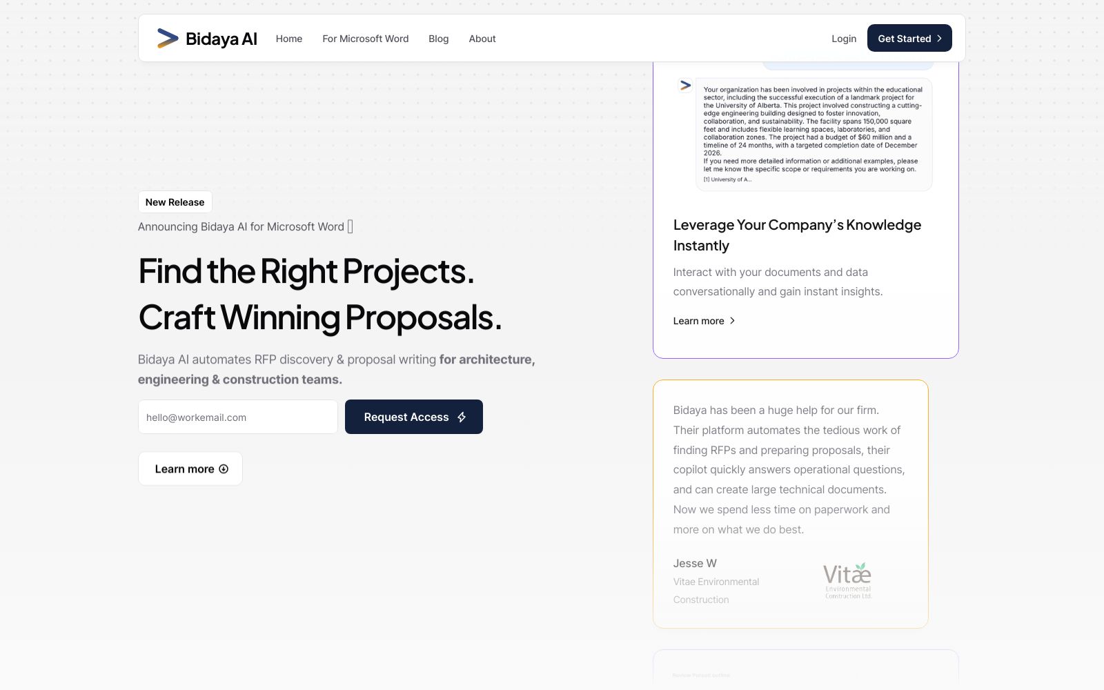 Screenshot of www.bidaya.ai at 7/14/2025