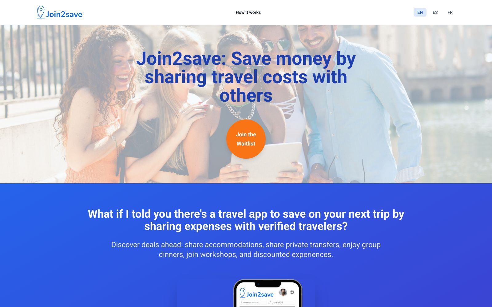 Screenshot of join2save.app at 7/18/2025
