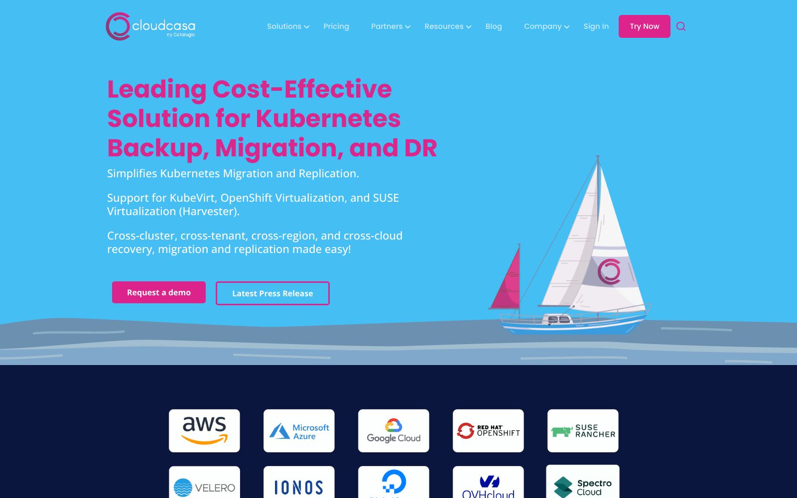 Screenshot of cloudcasa.io at 7/30/2025