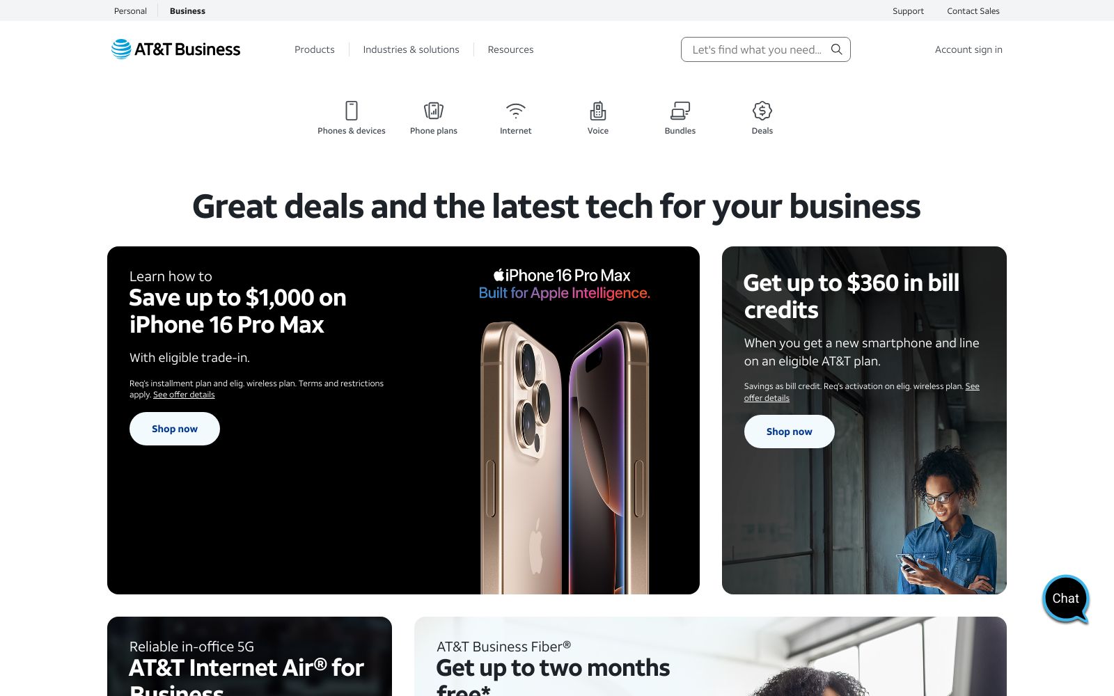 Screenshot of www.business.att.com at 8/7/2025